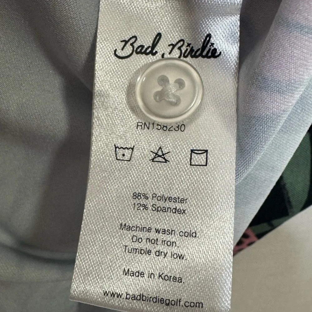 Bad Birdie Men Dayglow Polo Golf Shirt Sz S Panther Palm Trees Unique Athleisure